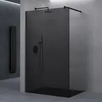 Doporro Luxus Duschwand für Dusche Duschabtrennung 90x200cm Schwarz Walk-In Dusche 10mm ESG-Sicherheitsglas Labyrinth inkl. NANO Bremen02VG