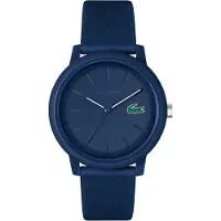 Lacoste Uni Analog Quarzuhr mit 42mm Gehäuse, schwarzem Halbglanz-Zifferblatt, Silikonarmband mit Petit Piqué-Muster,3-Zeiger-Uhr,wasserabweisend bis 5 Bar
