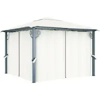 vidaXL "im Sonderangebot"Garten-Pavillon Wasserdicht Design - Pop-Up-Partyzelt/ Festzelt - mit Vorhängen & LED-Lichterkette 300x300 cm Creme Alu DEMöbel 2809428