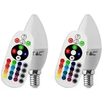 ETC 2er Set RGB LED E14 Leuchtmittel 3,5W Kerze Leuchte FERNBEDIENUNG Lampe dimmbar