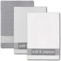 Dyckhoff Geschirrtuch "Salt & Pepper, Maße je Tuch ca. 50x70 cm", grau, B:50cm L:70cm, 100% Baumwolle, Geschirrtücher, Geschirrtuch, mit drei verschiedenen Motiven