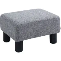 MODFU Fußhocker Leinen Grau 40x30x24 cm, gepolsterter Sitzhocker mit Massivholzrahmen