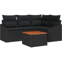 vidaXL Gartensofa-set 5 stk. Schwarz Poly-Rattan