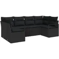 vidaXL Gartensofa-set 6 stk. Schwarz Poly-Rattan