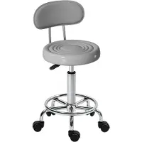 HOMCOM ROLLHOCKER höhenverstellbar Drehhocker Drehbar Salon Hocker mit Lehne, Rädern