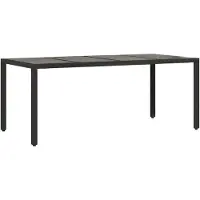 vidaXL Gartentisch mit Glasplatte Schwarz 190x90x75 cm Poly Rattan
