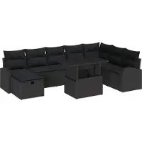 vidaXL Gartensofa-set 9 stk. Schwarz Poly-Rattan