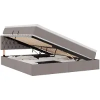 vidaXL LED-Speicherbett mit Matratze Taupe 180 x 200 cm Stoff