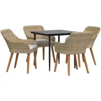 vidaXL Garten Essgruppe 5 Stk. Beige Poly-Rattan