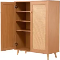 Vevor Rattan-Schuhschrank 5-stufiger Schuhschrank Schuhkommode mit 2 Türen &amp; verstellbaren Regalen