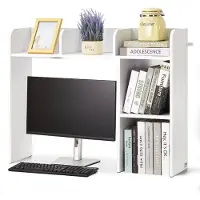 Vevor Schreibtisch Bücherregal 2-stufiger Organizer (94,5 x 24,1 x 73,4 cm) Tischregale Schreibtisch Organizer Ausstellungsregal aus Spanplatten mit rutschfesten Füßen