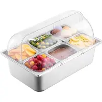 Vevor Beilagenbehälter Zutatenbehälter Gastronormbehälter aus Edelstahl (6 x 1/6 Behälter)