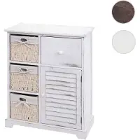 Mendler Kommode HWC-H21, Schrank Schubladenkommode, Massiv-Holz Korb-Schublade 80x60x30cm ~ shabby weiß