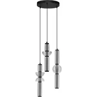 Nova Luce LED Pendelleuchte Ulon dimmbar 37W warmweiss 3000K Rauchgrau Schwarz Glas Metall Ø38cm 9009183