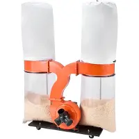 Vevor Absauganlage, 2634,47 m³/h 2,5 Mikron Späneabsauganlage, 3,0 PS Sägemehlsammelsystem mit zwei 132,5 L-Staubsammelbeuteln und zwei 159 L Filterbeuteln, 2800 U/min, Vliesstoff
