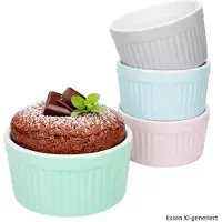 MamboCat 4er Set Emilia Soufflé Förmchen Porzellan 125ml rosa mint blau grau Auflaufform