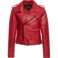 Queen Kerosin Lederjacke Marlon in rot | Gr.: XXL