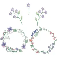 Rico Stick & Stitch Packung, Blumenkränze XL // 13 Stk., 4 Designs // Wasserlösliche Stickvorlage, Stickgarn, Sticknadel und Anleitung