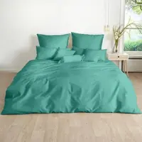 TRAUMSCHLAF Uni Mako-Satin Bettwäsche, Bettbezüge und Kissenbezüge einzeln Restposten Kissenbezug einzeln 40x60 cm | mineralgrün - grün