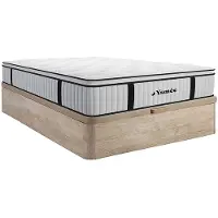 Vente-unique Set aus Bettgestell mit Bettkasten + Taschenfederkernmatratze & Topper - 140 x 200 cm - Stärke 28 cm - Holzfarben hell - AMERICAN DREAM von YSMÉE