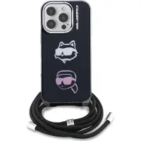 Karl Lagerfeld Case IML Crossbody Karl&Choupette Head for iPhone 16 Pro Max black