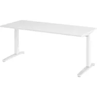 Bümö Schreibtisch Serie-XB - Nachbildung: Weiß, Größe: 180 x 80 cm, Gestell: Weiß/Alu poliert