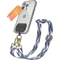 EAZY CASE - Handykette Universal Pad zum Umhängen, kompatibel mit jedem Handy, Kette mit Hülle, Handyband Mix Style in Blau