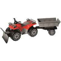 Plasto Quad mit Pflug und Anhänger, Rot