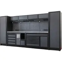 HBM modulares Werkstattsystem extra tief, 14-teilig, schwarz/grau