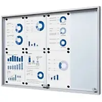 SHOWDOWN Vitrine Magnetisch 8 x A4 Wandmontage Abschließbar Indoor 90,6 (B) x 64,1 (H) cm Silber