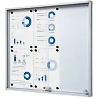 SHOWDOWN Vitrine Magnetisch 6 x A4 Wandmontage Abschließbar Indoor 67,5 (B) x 72 (H) cm Silber