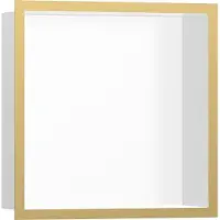 Hansgrohe XtraStoris Individual Wandnische Mattweiß mit Designrahmen 300/300/100, Polished Gold Optic
