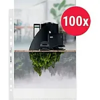 Leitz Prospekthülle 90% Recycelt DIN A4 Genarbt Transparent 100 Mikron PP (Polypropylen) Öffnung oben 11 Löcher 100 Stück