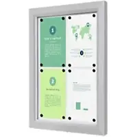 SHOWDOWN Vitrine Magnetisch 4 x A4 Wandmontage Abschließbar Outdoor 53 (B) x 70,5 (H) cm Silber