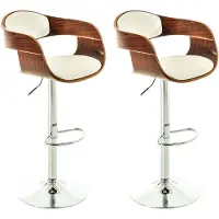 Décoshop26 - Set aus 2 hohen Barhockern mit Fußstütze modernes Design Walnuss und weißer Kunststoff 10_0001062