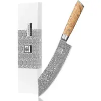Zayiko Kinone Damast Blockmesser I 20 cm Klinge I Wurzelholzgriff Birke