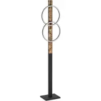Eglo LED Stehlampe Boyal, 2-flammige Eck Standleuchte, rustikale Stehleuchte aus geflammtem Holz und Metall, Lampe Wohnzimmer warmweiß, 150 cm