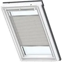 Velux Dachfenster Plissee blickdicht hellbeige mit weißem Alu-Rahmen elektronisch FML PK06 1259KWL