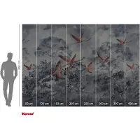 Overig Vliestapete "Digitaldruck Vlies - Flamingos in the Sky - Größe 400 x 280 cm" bedruckt glatt Wohnzimmer, Schlafzimmer