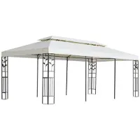 Syfax Pavillon mit Doppeldach Weiß 6x3 m Stahl