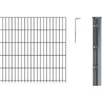 Alberts Doppelstabmattenzaun 6-5-6, Matten 2,50 m, Höhe 1,03 m, Länge 15 m, anthrazit, Zaun als Komplettset, Pfosten mit Klemmlasche 60x40 mm