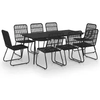 vidaXL 9-tlg. Garten-Essgruppe Poly Rattan und Glas