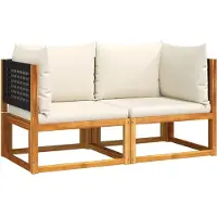 vidaXL Gartensofas-Ecke mit Kissen 2 Stk. Holz Akazie & Rattan