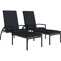 Syfax Sonnenliegen 2 Stk. mit Fußhocker PE-Rattan Grau