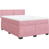 Syfax Boxspringbett mit Matratze Rosa 160x200 cm Samt