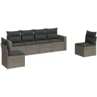 vidaXL 6-tlg Garten-Sofagarnitur mit Kissen Grau Poly Rattan Modell 25