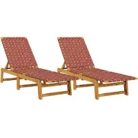 vidaXL Sonnenliegen 2 Stk. Rot Massivholz Akazie und Stoff