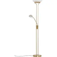 LINDBY LED-Stehlampe Yveta, messing, Leselampe, dimmbar