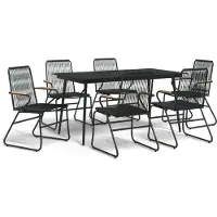 vidaXL 7-tlg. Garten-Essgruppe Schwarz PVC-Rattan