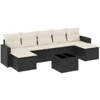 vidaXL 8-tlg. Garten-Sofagarnitur mit Kissen Schwarz Poly Rattan
